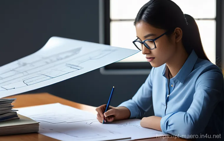 기계항공공학 논문 작성법 - **Prompt:** A detailed, realistic depiction of a young, determined aerospace engineering student, ei...