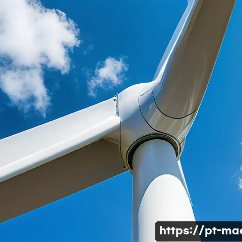 터빈 기술 - A high-tech wind turbine blade made of carbon fiber composites, shown in close-up detail to highligh...