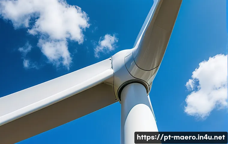터빈 기술 - A high-tech wind turbine blade made of carbon fiber composites, shown in close-up detail to highligh...
