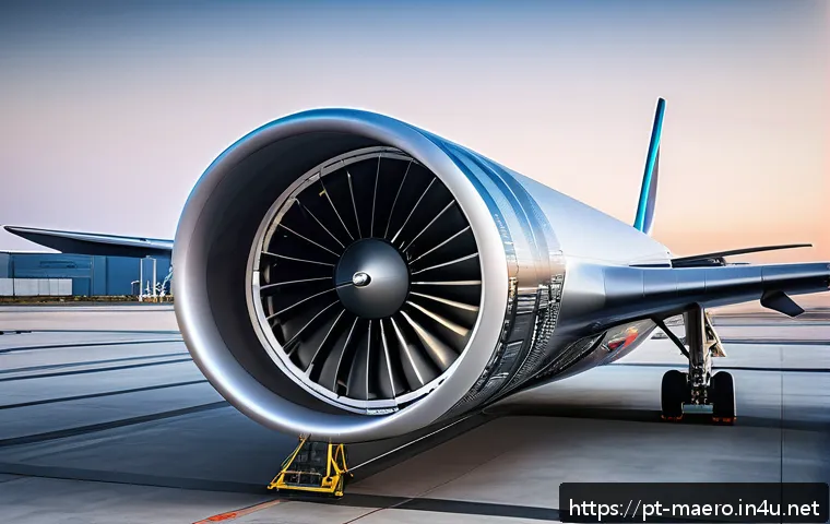 항공기 엔진 효율 - A futuristic aircraft engine showcasing next-generation propulsion technology, featuring lightweight...