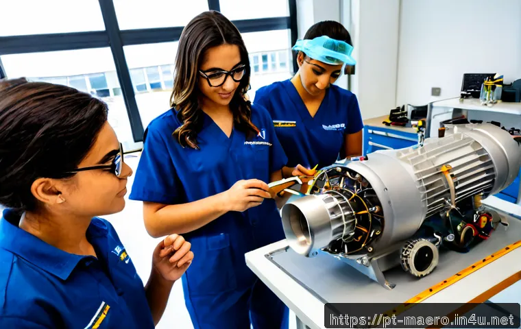 Home 17 기계항공공학 학과 소개 - Photorealistic university mechanical and aerospace engineering laboratory in Brazil, diverse Portugu...